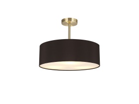 DK0701  Baymont 45cm Semi Flush 3 Light Antique Brass, Black/White